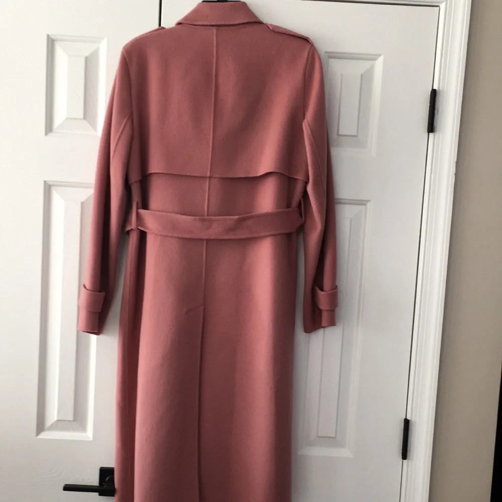 THEORY EUC MAUVE WOOL CASHMERE BLEND BELTED TRENCH SIZE SMALL - Picture 6 of 10